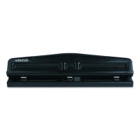 Universal UNV74323 Deluxe Adjustable 2‑Hole & 3‑Hole Punch 12‑Sheet Capacity Black